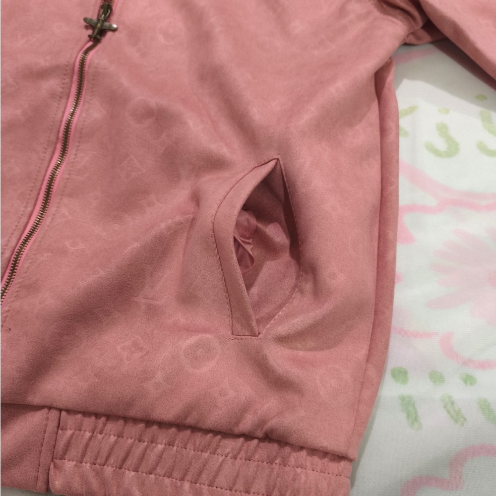 Louis Vuitton Dusty Pink Suede-Look Zip Jacket - Picture 5 of 9
